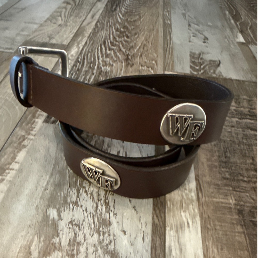 ACC Wake Forest Demon Deacons Brown Leather Belt Size 30 Concho Preppy Timeless